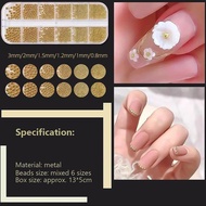 Manik Kuku Mini Kecil 0.8mm, Manik Keluli Tahan Karat, Hiasan Rantai Kuku, Hiasan Seni Kuku, Stud Ku