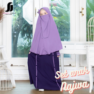 Gamis anak perempuan set hijab cadar NAJWA ungu lavender baju dan jilbab instan syari free niqab