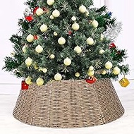 Vencer 26.5''Christmas Tree Collar,Plastic Rattan Xmas Tree Skirt,Rustic Decorations,Tree Skirt Base