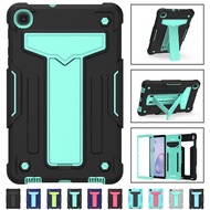 Samsung Galaxy Tab A 8.0 2019 T290 T295 / Tab A 8.4 2020 T307U / Tab A 10.1 2019 T510 T515 Shockproof Heavy Duty Rubber High Impact Resistant Rugged Hybrid Stand Three Layer Armor Protective Case Cover