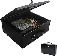 Yuanshikj Fireproof Lock Safe Box for Documents, Key Lock Steel Security with Carrying Handle, for P