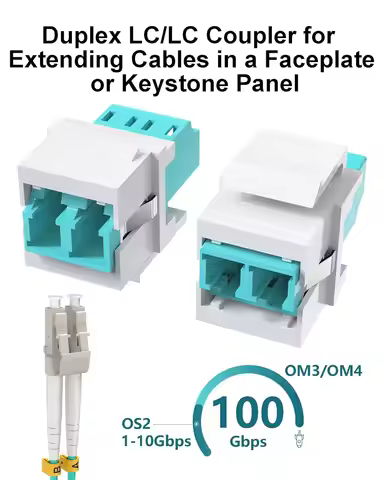 VANDESAIL LC Fiber Optic Keystone Coupler Jack | UPC Duplex, OM3/OM4 Compatible, LC to LC Multimode 