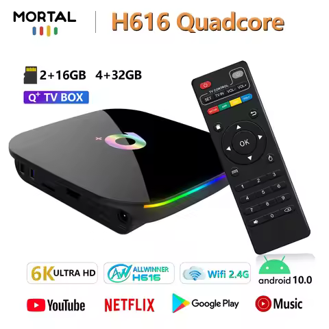 Mortal Android 10 TV BOX Allwinner H616 Q Plus Wifi 2.4G Quad Core Cortex A53 Support 6K 4K Netflix 