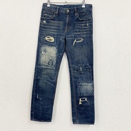 Polo Ralph Lauren牛仔褲/牛仔褲，拼接設計，靛藍色，16 碼，古著。