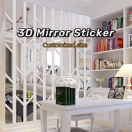 Customized Mirror Surface Wall Sticker DIY Decal Background Wall Home Living Room Dining Room TV Sofa Entrance Self-Adhesive Mirror Decoration Sticker