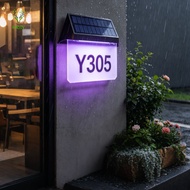 RADIV Outdoor Address Sign Lamp, High-Transmittance Lampshade Auto On Off Solar House Number Light, 