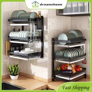 Rak Pinggan Mangkuk Stainless Steel Dish Rack Wall Mounted Dish Drainer Rack Bowl Rack Dish Plate Storage Rack