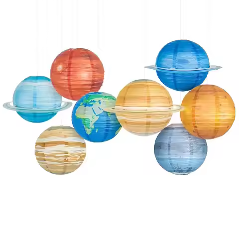 8PCS Solar System Planet Decorations Paper Lanterns 10 Inch Hanging Planets Paper Lanterns Party Dec