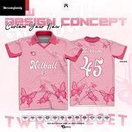 b【Free Custom】2025 Fresh Design Netball Jersey Custom Name sublimation T-Shirt Lelaki Malaysia Team 