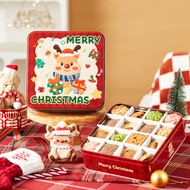 Christmas Cookies Biscuit Packaging Tin Box Baking Cocoa Chips Snowflake Crisp Candy Tin Can Nougat 