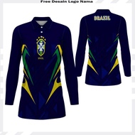 BRAZIL TUNIC JERSEY FULLPRINTWanita | NEWEST BRAZIL FOOTBALL JERSEY | BRAZIL T-SHIRT FREE CUSTOM NAM
