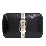 二手 Ralph Lauren 黑色鱷魚​​皮手拿包 0343