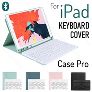For iPad 10.2 2021 2019 2018 2017 9.7 Air 3 2 Pro 10.5 11 2021 2020 silm case + bluetooth keyboard with apple pencil holder slot stand flip cover casing