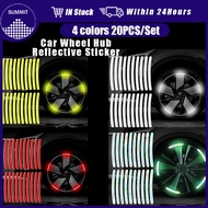 Useful 20Pcs Car Wheel Reflective Sticker Bright Colorful Reflective Strip for Night Safety Driving