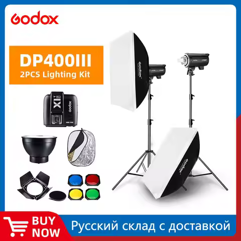 800W Godox DP400III 2x 400Ws Photo Studio Flash Lighting,Softbox,Light Stand, Studio Boom Arm Top Li