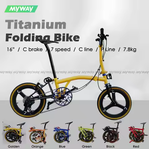 16 Inch 7 Speed Titanium Folding Bike Trifold Collapsible Cycle Commuter Urban City Foldable Bikes