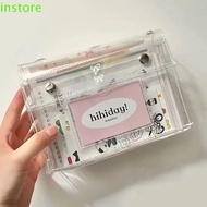 INSTORE Pencil Case, Transparent Large Capacity PVC Pencil Bag, Ladies Girls Kawaii Card Holder Clear Stationery Bag Office Supplies