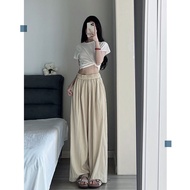 Korean Version Large-sized Long Pants Women's Cotton and Linen High Waisted Wide Leg Pants