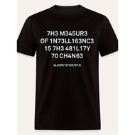 Men's White Short Sleeve T-Shirt with Encrypted Alphanumeric Code Print - Binary Number System Desig