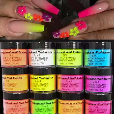 1oz/Box Nail Acrylic Powders 3 In 1 Extension Crystal/Dipping/Carving Powder Decoration Colorful Cry