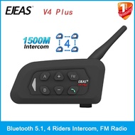 1Pcs EJEAS V4 Plus Motorcycle Bluetooth Headset Type-C Jack Bluetooth 5.1 Helmet Intercom For 4 Ride