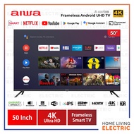 AIWA 50 / 55 Inch TV Framless UHD 4K Android Smart LED TV Google Youtube Netflix AW-LED50X13FL / AW-LED55X6FL