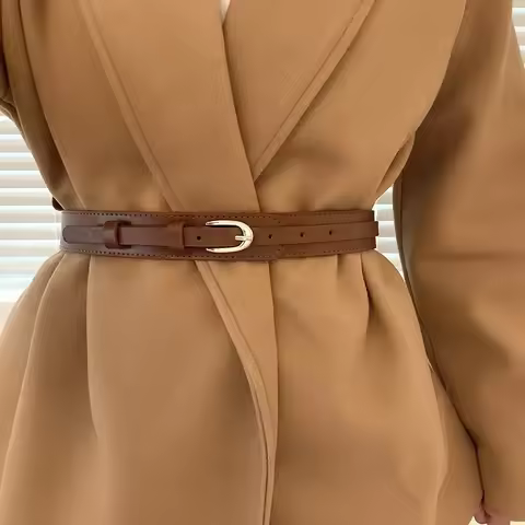 New Korean Creative Belts for Woman Winter Coat Waist Belts Solid Color PU Decorative Belts Woman Wi