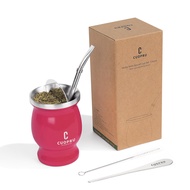 Cuopru Yerba Mate đồ pha trà (có bộ lọc trà) Argentina chén trà inox với ống hút rơm và bàn chải làm