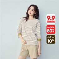 GIORDANO Women T-Shirt Cold Weather T-Shirt Moderate Thickness T-Shirt Slight Elasticity T-Shirt 133