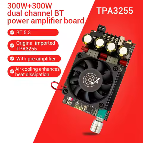 ZK-3002B Bluetooth 5.3 Digital Amplifier Board TPA3255 Stereo 2.0 300W+300W Dual Channel Audio Power
