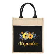 Customization name Jute Bag With Name Tote Bag Beg women Burlap Bag Gift Shopping bag