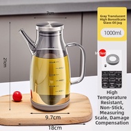 Kitchen Glass Oil Bottle No Oil Drizzle Seasoning Bottle Vinegar Soy Sauce Container with Scale Euro