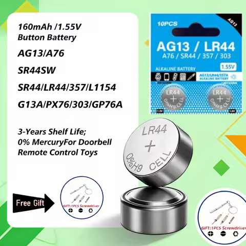 NEW 2-100PCS LR44 AG13 Button Cell Battery 1.5V 357 SR44 LR1154 Button Coin RW82 SR1154 SP76 Batteri