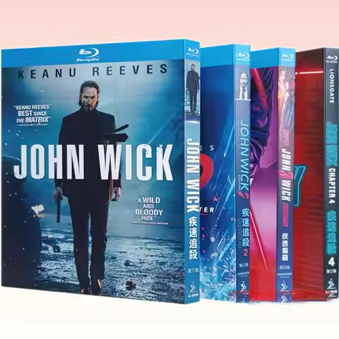 John Wick 1-4 4 Discs Blu-ray Box Set English Audio Chinese Subtitles HD BD