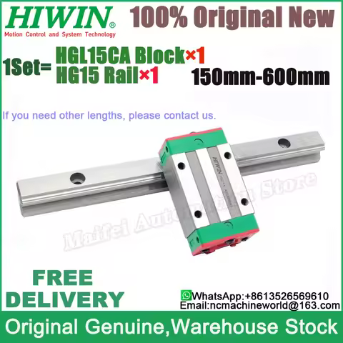 1PCS HGL15CA+1PCS HGR15 Rail Original HIWIN HGL15CA Block HGL15CAZAC HGL15 HGL15R HG15 Length 200mm 