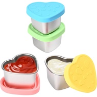 4 Pcs Heart-Shaped Salad Dressing Container to go, 2.1 Oz Stainless Steel Small Condiment Containers