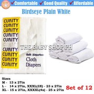 THEBABYSHOPPH 12pcs 1dozen Curity Birdseye Lampin Cotton for Newborn Baby Cloth Diaper Birds eye M, 