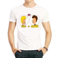 【可選兒童尺寸】癟四與大頭蛋T恤衫白色圓領短袖小孩衣服男女Beavis Butt T-shirt