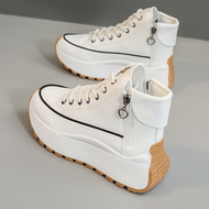 Height Increasing Non-slip Comfortable Autumn High-top White Sneakers Women 4.5CM