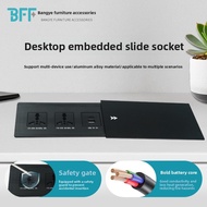 Desktop Embedded Socket Countertop Sliding Cover Socket Office Socket Embedded Socket Bedside Table 
