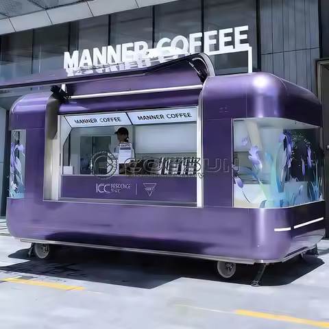 Cogsun Mobile Food Truck Trailer Fully Equipped with Pizza Oven and Ice Cream Machine Coffee Kiosk f