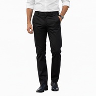 LAWELL Men's Regular Fit Black Chinos – Cotton Stretch – AETHER-ST-R Size 29–38