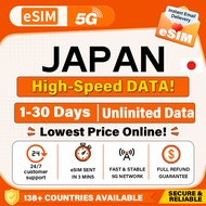 Japan eSIM | 3-30 Days | Unlimited Data | 5G High Speed | Instant Delivery | No Physical SIM | 日本上网卡