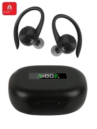 Inmas หูฟังไร้สายตะขอเกี่ยวหู R200กันน้ำหูฟังเอียร์บัด R200บลูทูธ LED หูฟังแสดงผลแบบดิจิตอลชุดหูฟังส