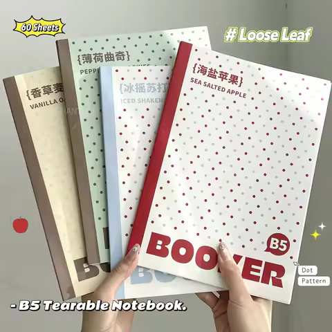 1PC B5 Loose Leaf Notebook 60 Sheets Paper Creative Tearable Notebook Dot Pattern Cover Horizontal L
