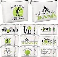 18 Pieces Tennis Player Gift Makeup Bag Christmas Inspirational Cosmetic Bags Tennis Zipper Cosmetic Bags Travel Pouches for Coach Best Friend Women Girl Sister Daughter Gifts Graduation