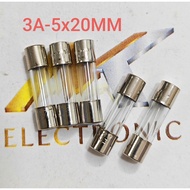 (Combo of 10 pieces) 3A fuse 5 x 20mm 3A glass tube fuse (combo)