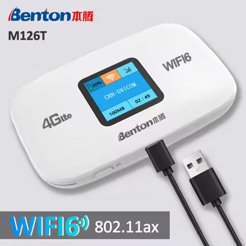 Benton Plug Play MiFi for 4G 4G+ 5G SIM Card Portable 4G Router WiFi6 2.4GHz 150Mbps 10Devices 3000m