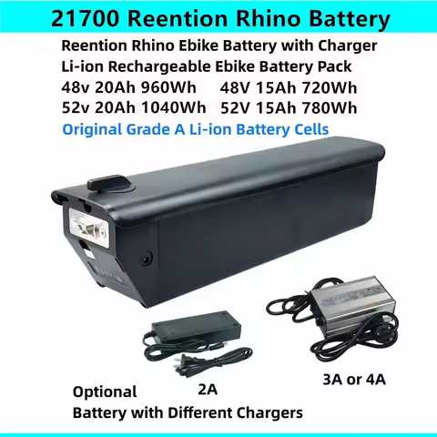 48V 15Ah 18Ah 20Ah 52V Li-ion E-bike Battery Reention Rhino 21700 for Heybike Cityrun Hey-bike City 