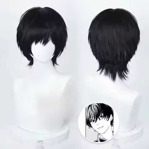 Anime Yoshida Hirofumi Cosplay Wig 35cm Short Black Heat Resistant Synthetic Hair Man Party Wigs